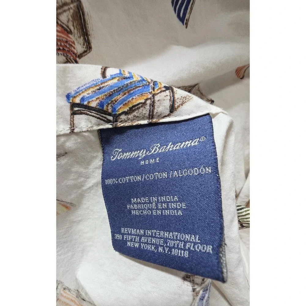 Tommy Bahama Queen Flat Sheet & Standard Pillowcase Beach Chair Print Cotton